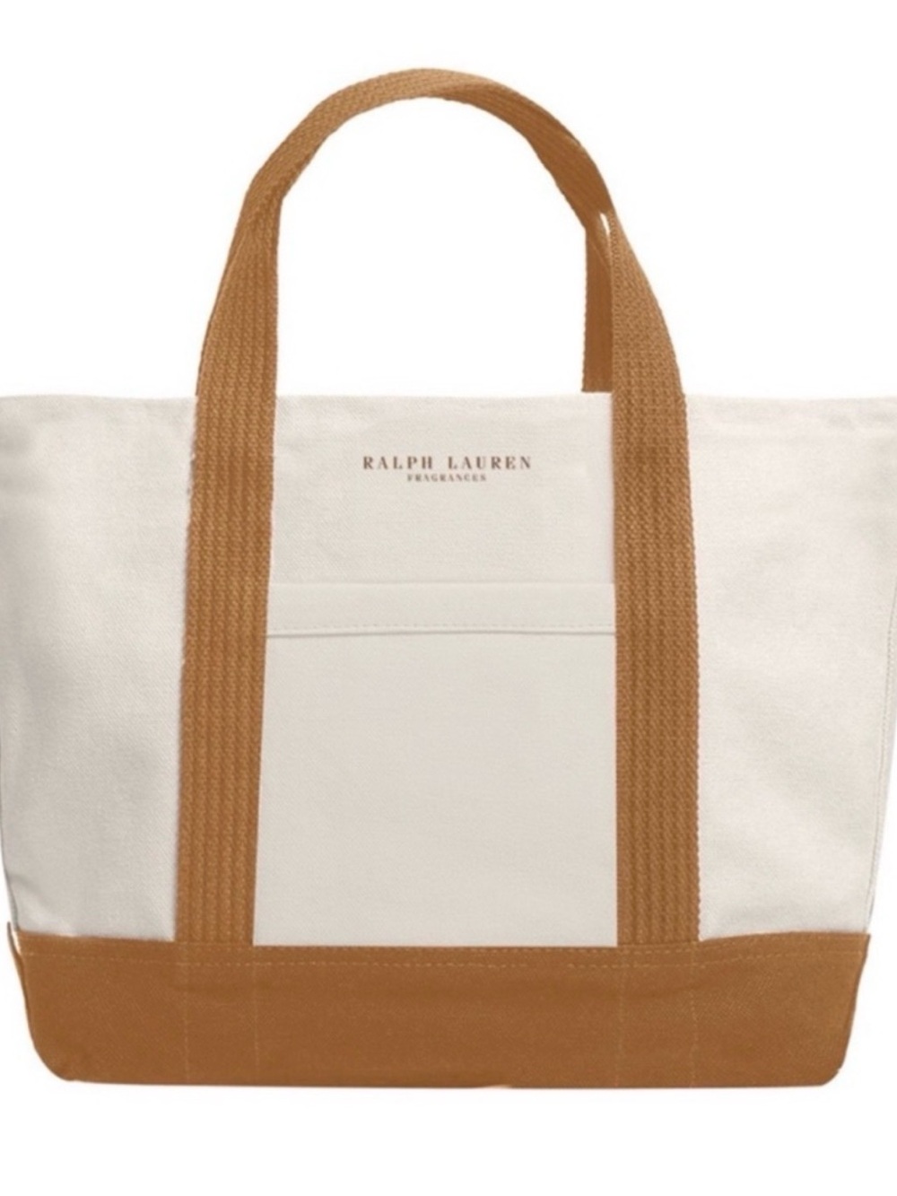 Ralph Lauren Cream Canvas Tote with Tan Straps